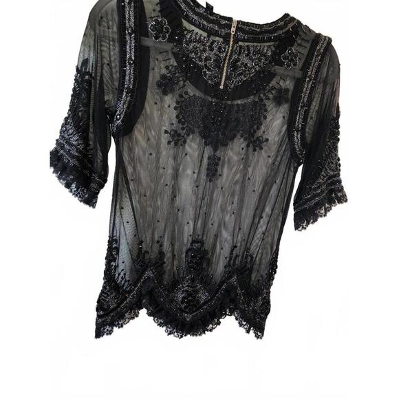 Elegant Black Beaded Top by Topshop - Picture 2 of 5